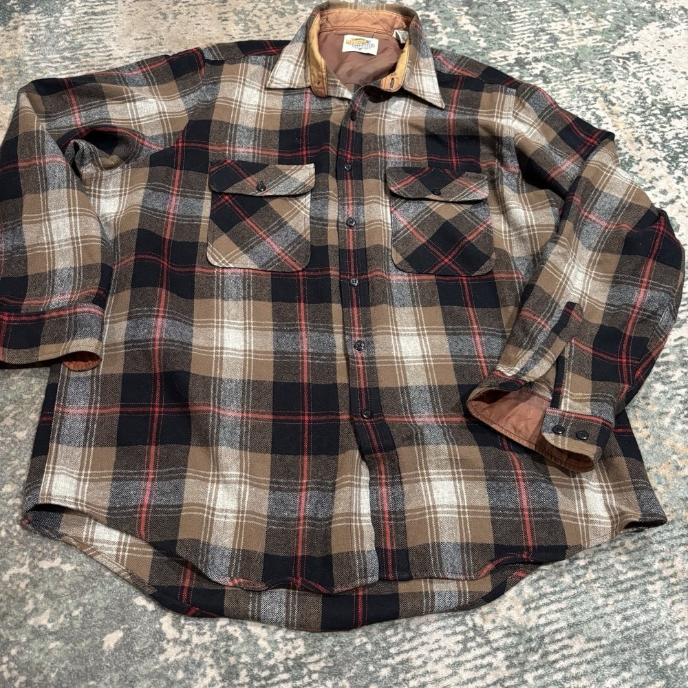 vintage Sears Fieldmaster quilted-lined flannel shirt jacket XL Tall
